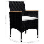 9 Piece Garden Dining Set Poly Rattan and Solid Wood Black 3095899
