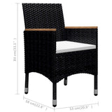 9 Piece Garden Dining Set Poly Rattan and Solid Wood Black 3095899