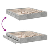 Bed Frame with Drawers without Mattress Concrete Grey 200x200 cm 3280632