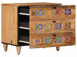 Bedside Cabinet Natural 50 x 33 x 62 cm Solid Mango Wood 4018269
