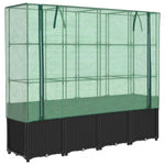 ZNTS Raised Bed with Greenhouse Cover Rattan Look 160x40x153 cm 4015817