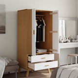 Wardrobe OLDEN White and Brown 76.5x53x172 cm Solid Wood Pine 358596