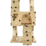 Cat Tree with Sisal Scratching Posts 170 cm Paw Prints Beige 170615