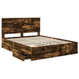 Bed Frame with Drawer Smoked Oak 150 x 200 cm Engineer Wood 3411107
