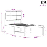 Bed Frame with Upholstered Headboard Natural and Light Grey 904431