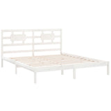 Bed Frame without Mattress White 200x200 cm Solid Wood 3105686