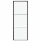 151008 Sliding Door 3-Panel ESG Glass and Aluminium 76x205 cm Black