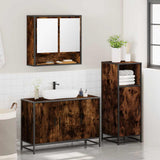 3 Piece Bathroom Furniture Set Smoked Oak Engineered Wood 3300982