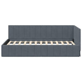 Corner Bed Frame with Headboard Dark Grey 90 cm x 200 cm Velvet 42016308