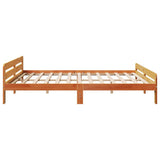 Bed Frame without Mattress Wax Brown 180x200 cm Super King Size Solid Wood Pine 855465