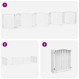 Dog Gate with Door Foldable 10 Panels White 800 cm Poplar Wood 3155623