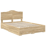 Bed Frame with Drawer Sonoma Oak 140 x 200 cm Engineered Wood 3413596