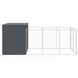 Dog House with Run Anthracite 214x457x181 cm Galvanised Steel 3189120