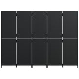 Room Divider 5 Panels Black Poly Rattan 365348