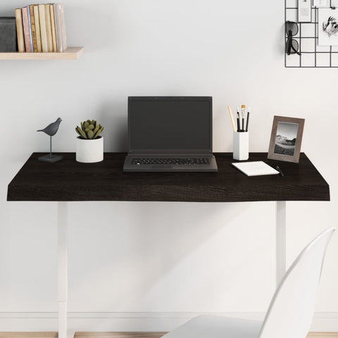 Table Top Dark Brown 100x60x cm Treated Solid Wood Oak 3156433