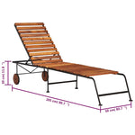 Sun Lounger with Steel Legs Solid Acacia Wood 44394