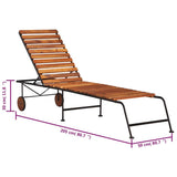 Sun Lounger with Steel Legs Solid Acacia Wood 44394