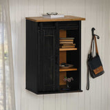 ZNTS Hanging Cabinet HALDEN with Sliding Door Black 49x22.5x70 cm Pine 4018440