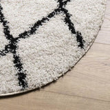 Shaggy Rug PAMPLONA High Pile Modern Cream and Black 160 cm 375378