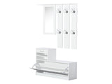 2PC Shoes Storage Chest Cloths Rack Unit w/Mirror Multiple Shelves Large Storage Capacity Shoes T3398P328326
