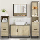 ZNTS 4 Piece Bathroom Furniture Set Sonoma Oak Engineered Wood 3301281