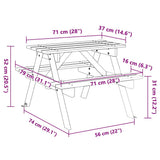 Picnic Table for 4 Kids with Umbrella Hole Solid Wood Fir 4008983