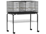 Bird Cage with Divider, 4 Wooden Perches, Slide Out Tray, 4 Feeders, for Budgie, Lovebird, Canary, T3398P376234