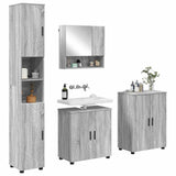 Bathroom Furniture Set Wall-mounted with Door 4 pcs Grey Sonoma 3393009