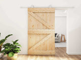 Sliding Door Natural and White 90 x 210 cm Solid Pine Wood 3445007