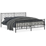 Metal Bed Frame without Mattress with Footboard Black 183x213cm 374460