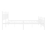 Metal Bed Frame without Mattress with Footboard White 193x203cm 373764