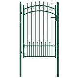 Fence Gate EMMEN with Spikes Steel 104x117 cm Green 146385