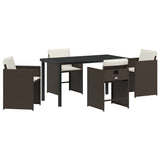 Garden Dining Set 5 pcs Brown Poly Rattan 3380698