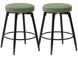 Set of Two Faux Leather Bar Stools - Green/Black T3398P377910