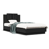 ZNTS Bed Frame with LED without Mattress Black 100x200 cm 3210025