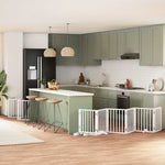 Dog Gate with Door Foldable 15 Panels White 750 cm Poplar Wood 3155537