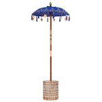 Parasol with Base Blue, Brown 250 cm Cotton, Wood 3356911