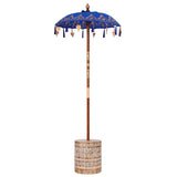 Parasol with Base Blue, Brown 250 cm Cotton, Wood 3356911