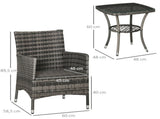 3 Pieces Rattan Bistro Set, Wicker Garden Furniture Set with 2-Tier Coffee Table and Chairs, T3398P313651