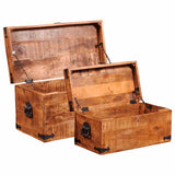 Storage Chest Set 2 Pieces Rough Mango Wood 241634