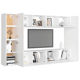 8 Piece TV Cabinet Set White Engineered Wood 3078669