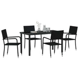 Garden Dining Set with Cushion 5 pcs Black Poly Rattan 3380038