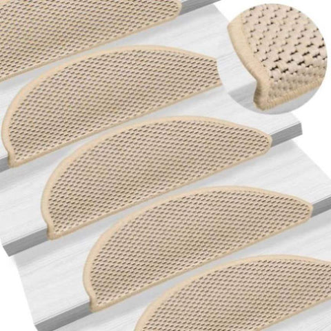 ZNTS Stair Mats Self-adhesive Sisal-Look 15 pcs 56x17x3 cm Berber 326869