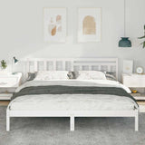 Bed Frame with Headboard White 200 x 200 cm Solid Pine Wood 872219