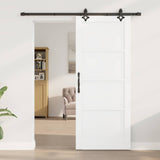 Sliding Door White and Black 83 x 202 cm Solid Pine Wood 3445506