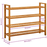 Shoe Rack with 4 Shelves 100x27x80 cm Solid Oak Wood 331750