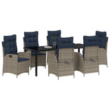 Garden Dining Set with Cushion 7 pcs Grey and Black Rattan 3380580