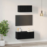 TV Cabinet Set 2 pcs Black Oak Engineered Wood 3393382