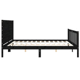 Bed Frame without Mattress Black 200x200 cm Solid Wood Pine 3192775