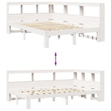 Bookcase Bed without Mattress White 135x190 cm Double Solid Wood Pine 3324398